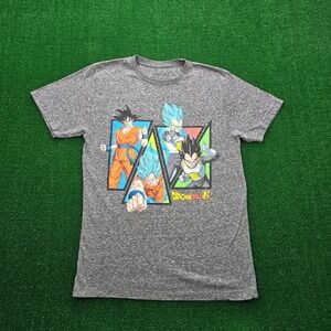 Dragon Ball Super Tshirt Mens Medium Gray Graphic Tee Goku Vegeta Cartoon Anime